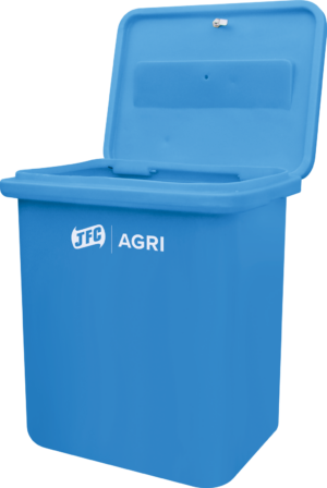 AI Storage Box (Blue) agri front view, top open