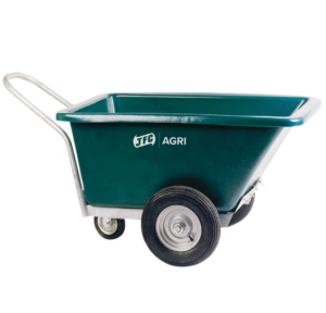 250 Litre Fixed Body Swivel Wheelbarrow (Green) side profile