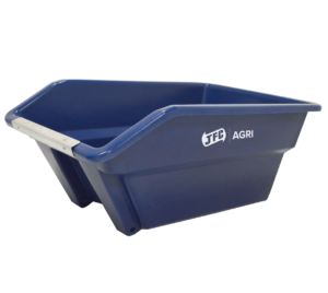 250 Litre Wheelbarrow / ATV Trailer Body (Blue) front side view