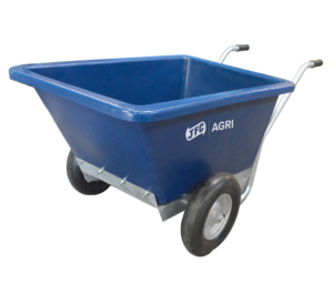 Blue 250Ltr Fixed body Wheelbarrow front view