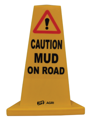 Yellow Hazard Cone (Mud on Road) front view